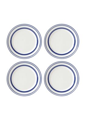 kate spade new york all in good taste stripe cobalt 4 piece accent plate se