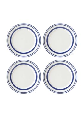 kate spade new york all in good taste stripe cobalt 4 piece accent plate se