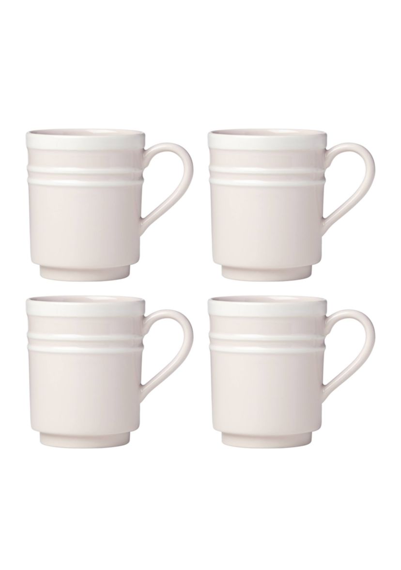 All in Good Taste Stripe Blush 4-Piece Latte Mugs