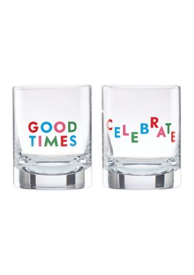 kate spade new york Celebrate 2-Piece Double Old Fashioned Glass Set, Old Fashion Double