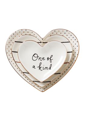 kate spade new york Charmed Life 3-Piece Catch All Trays, White, 3 Piece Set