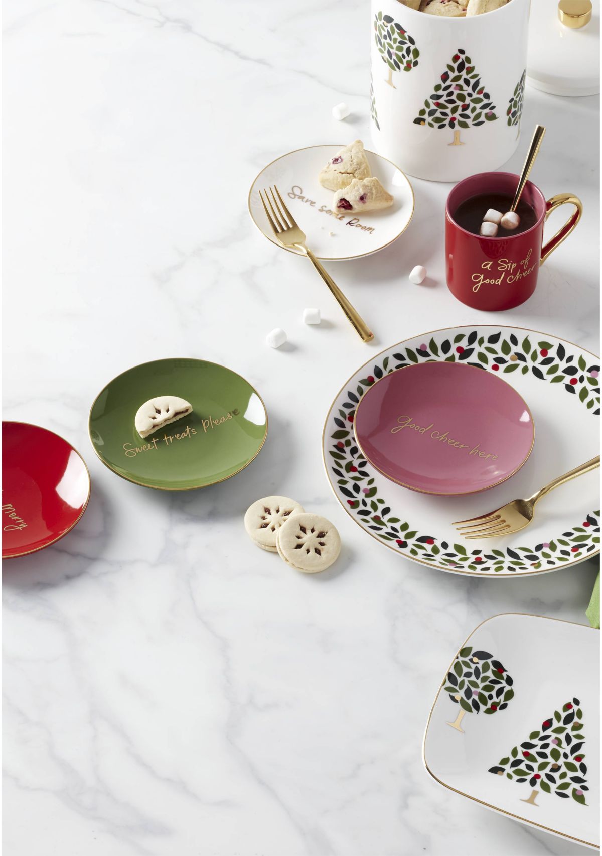 Be Jolly Color 4-Piece Tidbit Plates