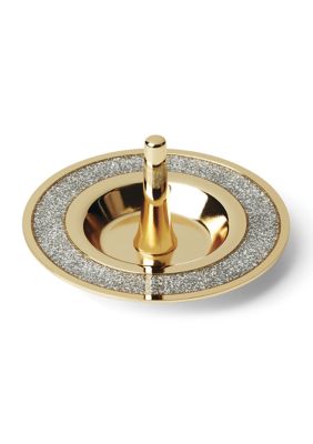 kate spade new york Sitting Pretty Pink Glitter Ring Dish, Gold