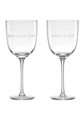 kate spade new york Pour Mine First & Make It Last Wine Glasses - Set of 2, 14 Ounces