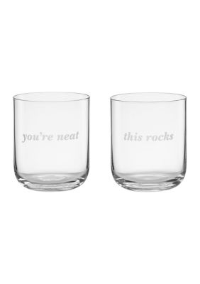 kate spade new york This Rocks & You're Neat Double Old Fashioned Glasses - Set of 2, 14 Ounces