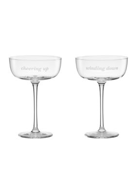 kate spade new york Winding Down & Cheering Up Coupe Glasses - Set of 2, 8 Ounces
