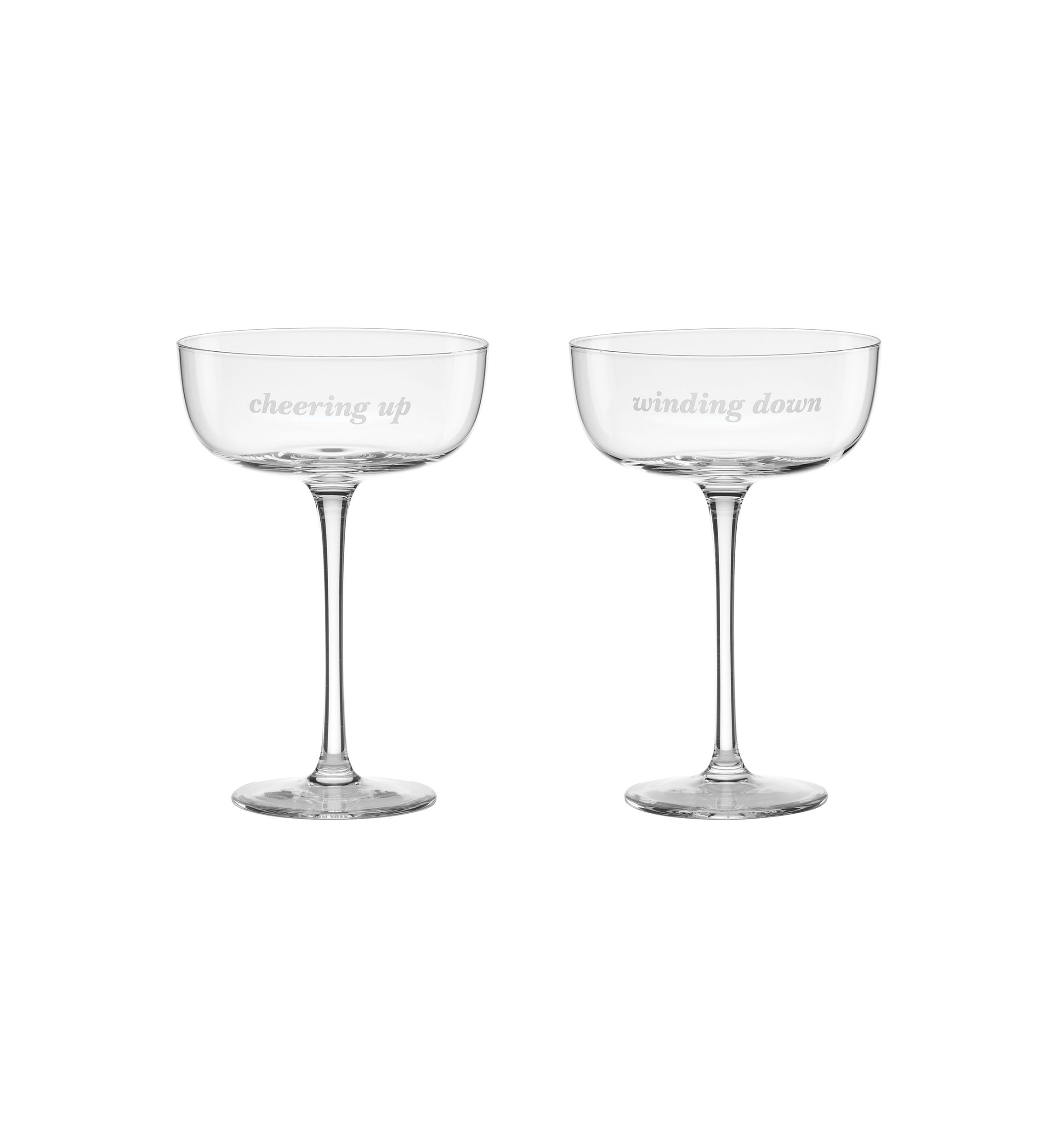 Winding Down & Cheering Up Coupe Glasses - Set of 2
