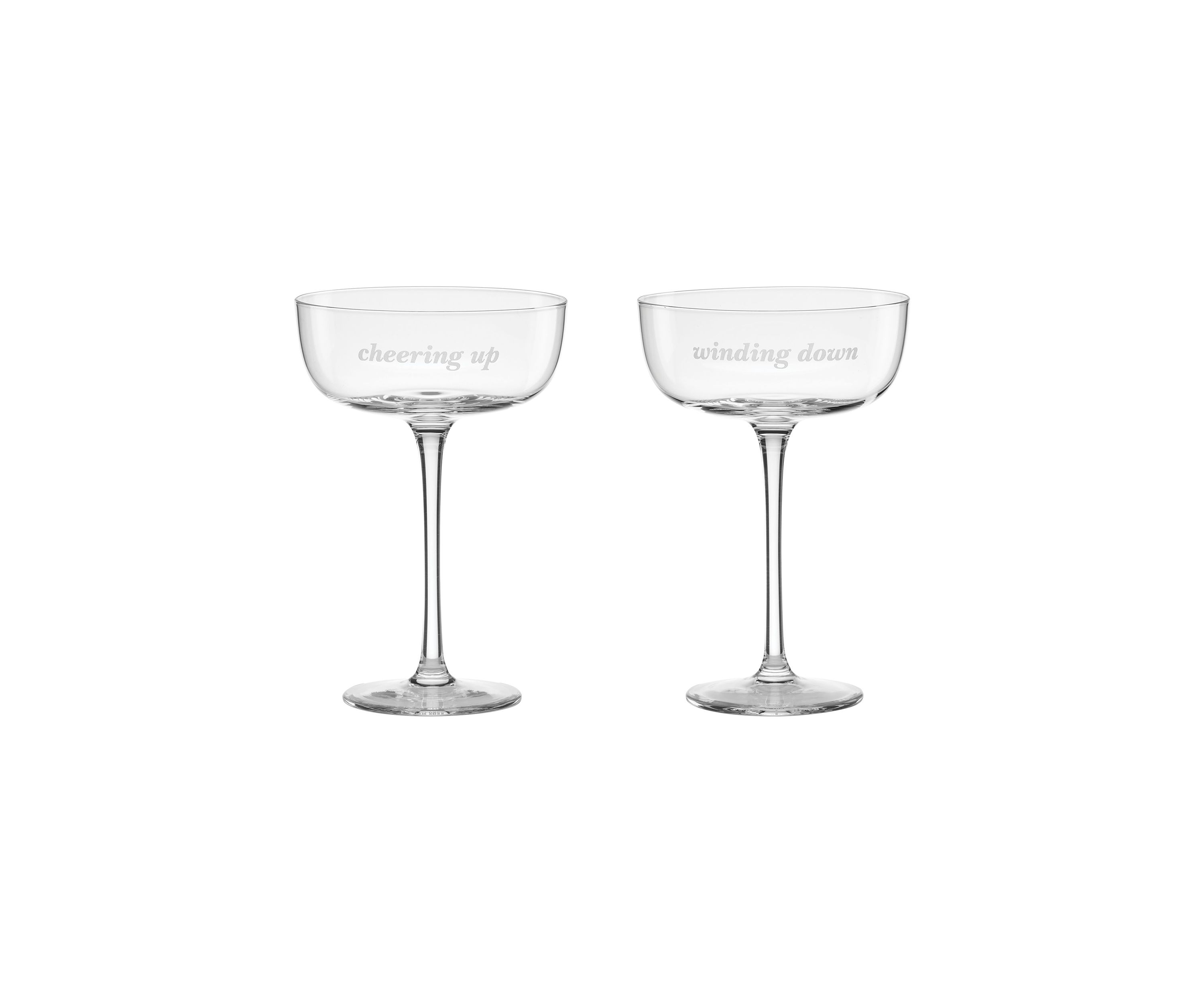 Winding Down & Cheering Up Coupe Glasses - Set of 2
