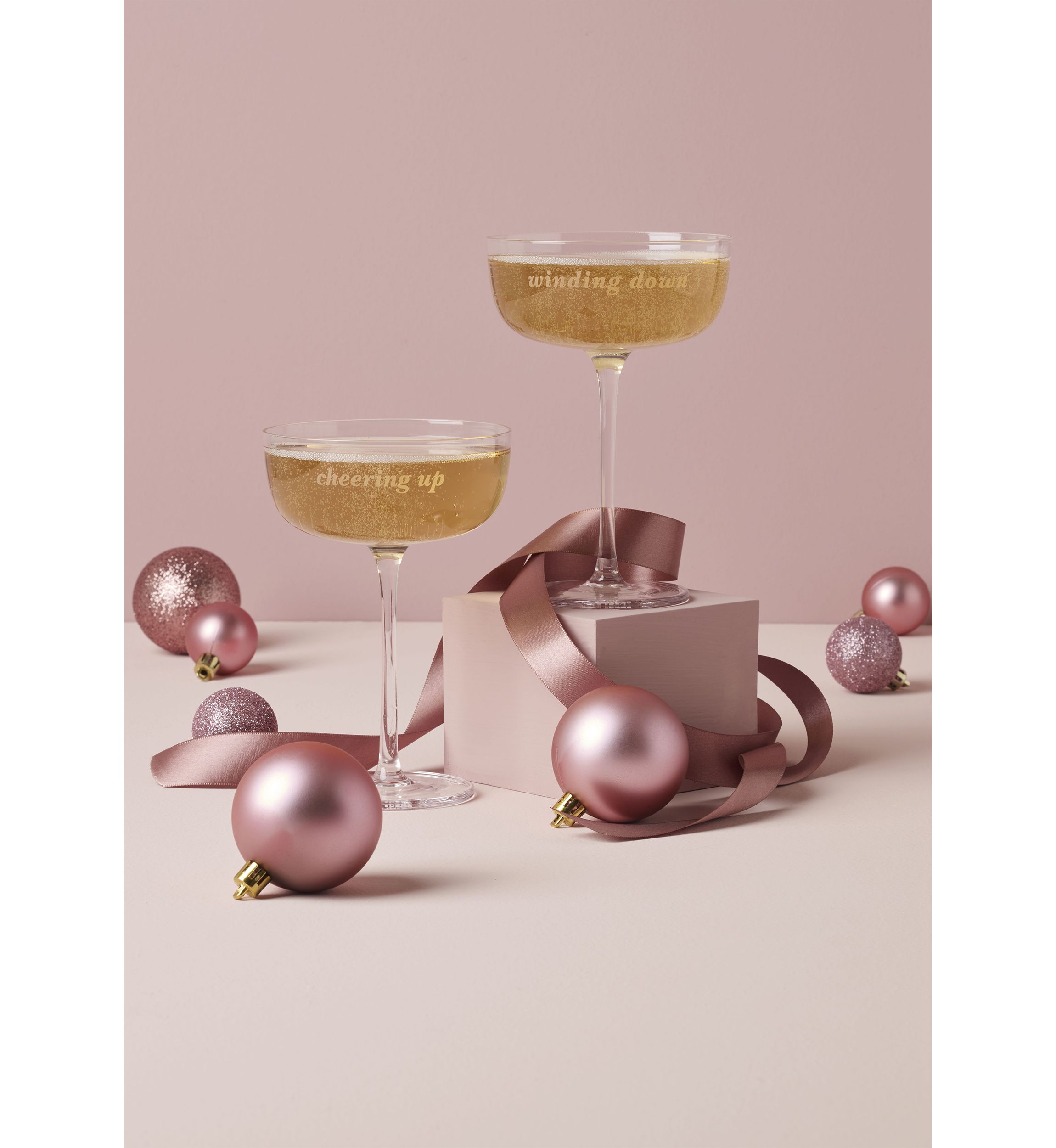 Winding Down & Cheering Up Coupe Glasses - Set of 2