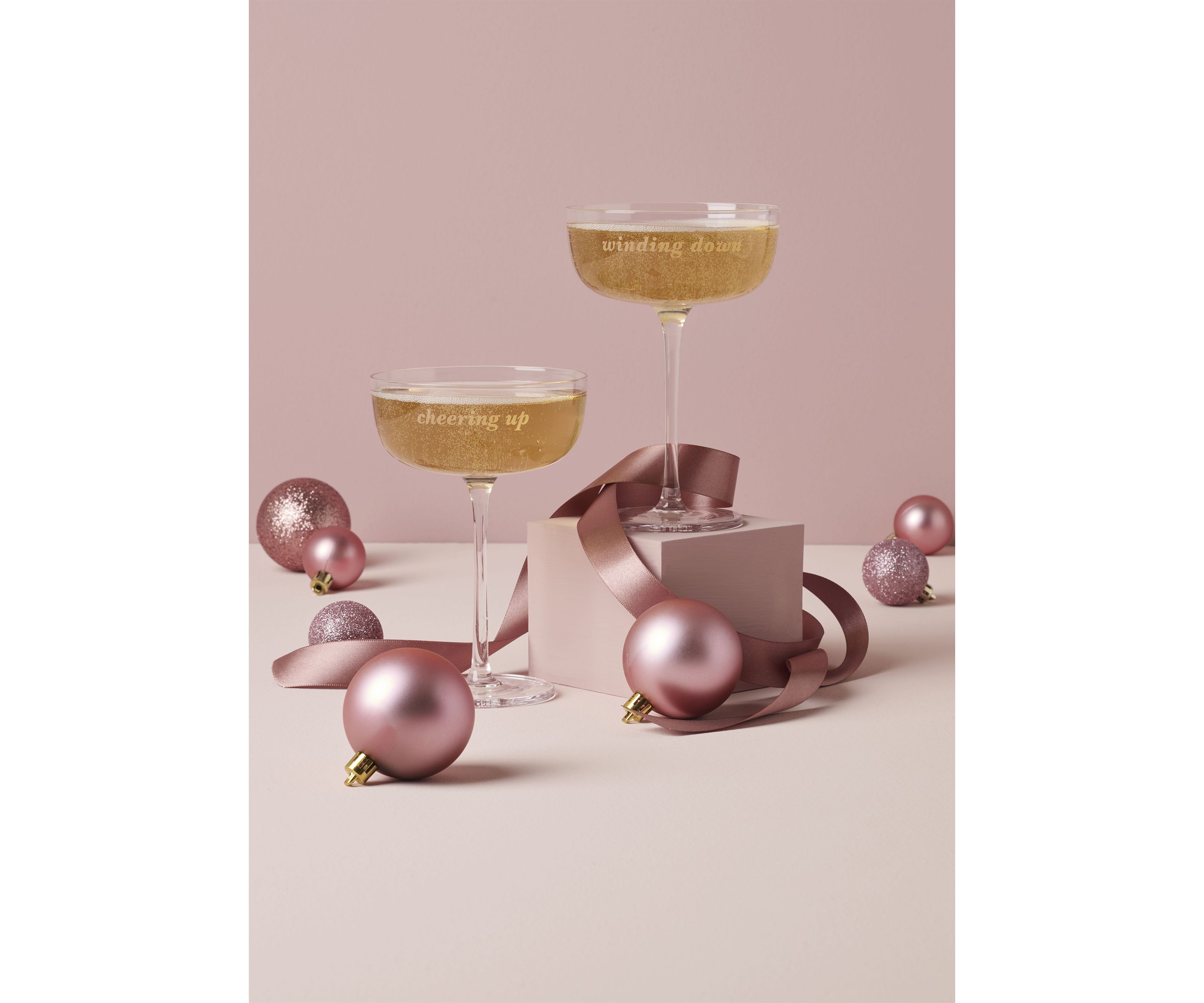Winding Down & Cheering Up Coupe Glasses - Set of 2