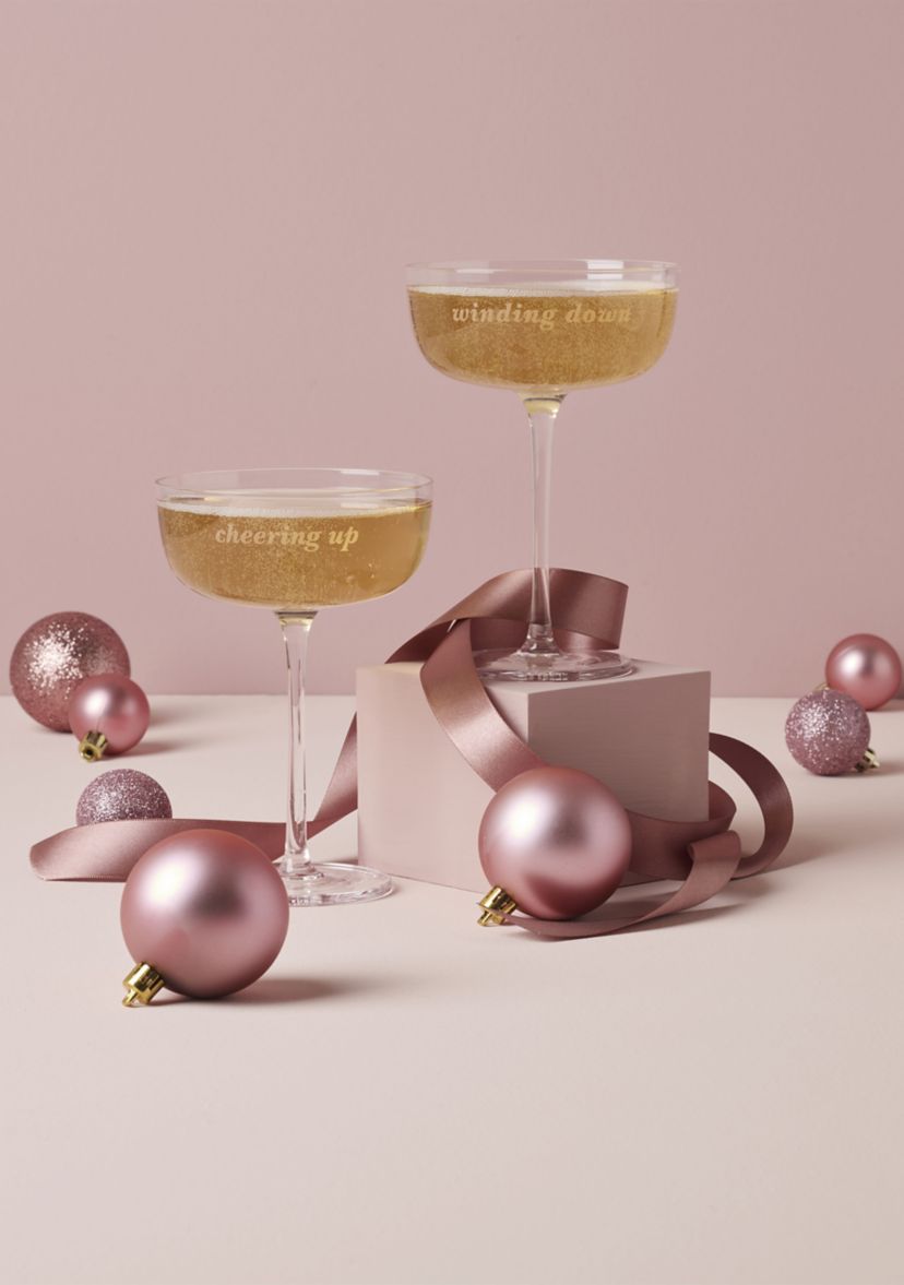 Winding Down & Cheering Up Coupe Glasses - Set of 2