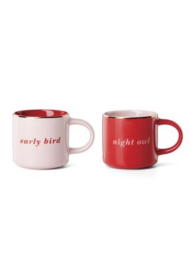 kate spade new york Early Bird & Night Owl Mugs - Set of 2, Red
