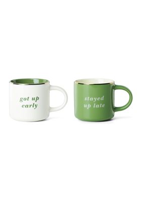 kate spade new york Got Up Early & Stayed Up Late Mugs - Set of 2, 12 Ounces