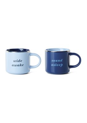 kate spade new york Wide Awake & Sound Asleep Mugs - Set of 2, Blue