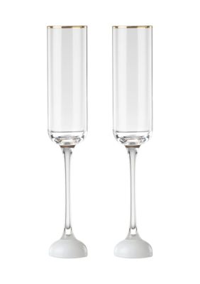 kate spade new york Happily Ever After Toasting Flutes - Set of 2, Gold, 6 Ounces