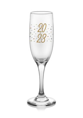 Circleware Gold Rim Wine Glasses Set of 6 Queen Anne Flute made in Turkey  Glass