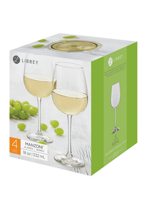Libbey Set of 4 Manzoni White Wine Glasses