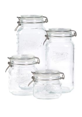 Mason Craft and More Skinny Glass Jars with Glass Lids - Set of 4 -  20340025