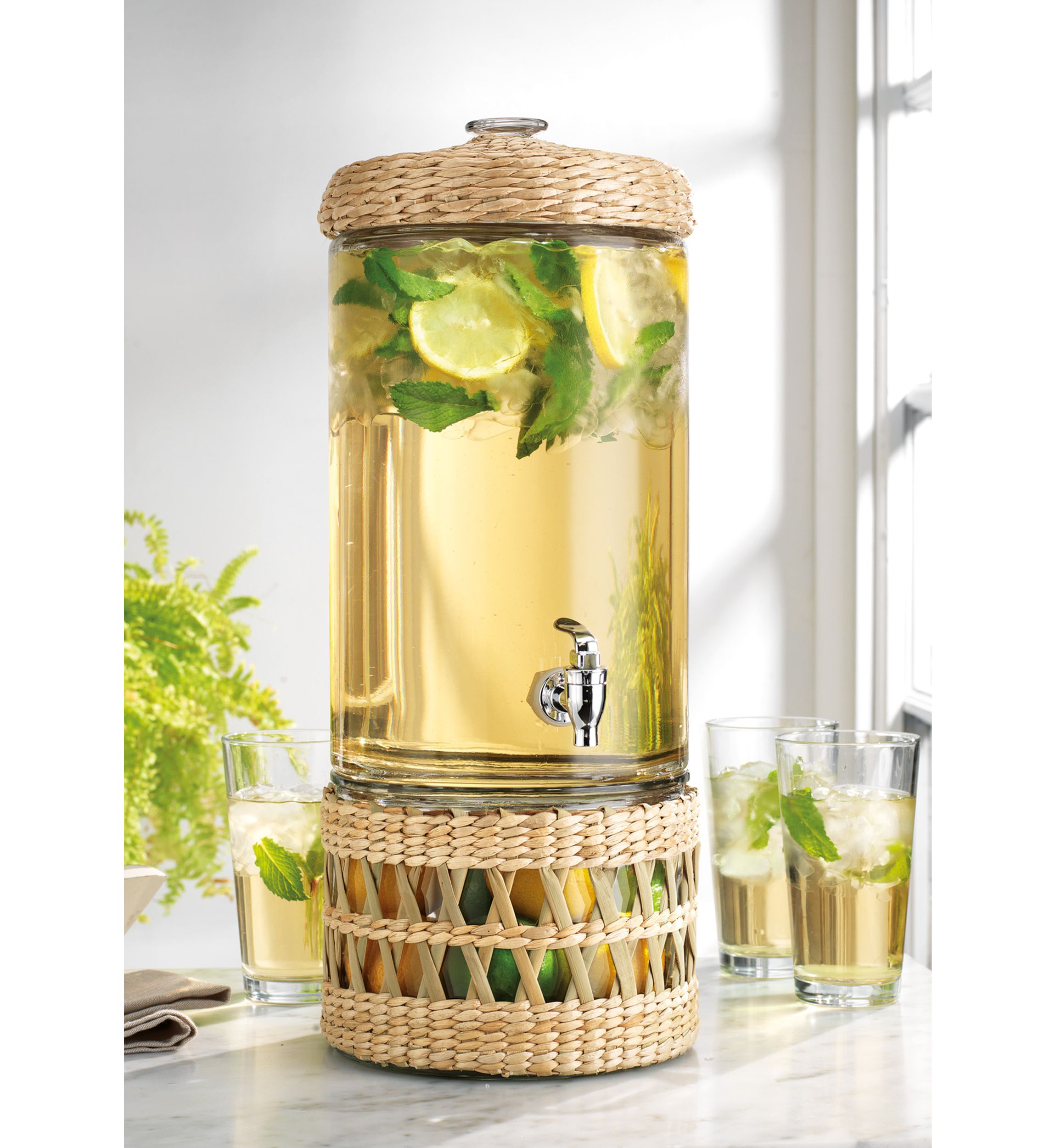 2 Gallon Rattan Beverage Dispenser