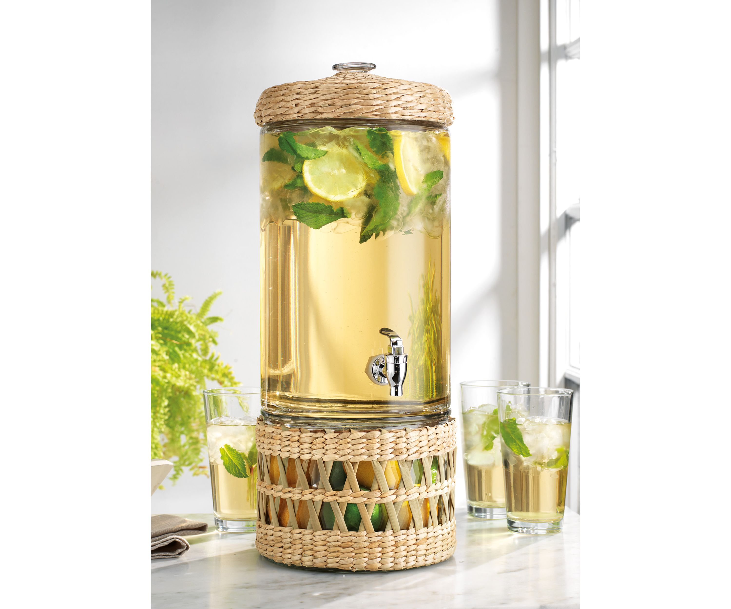 2 Gallon Rattan Beverage Dispenser