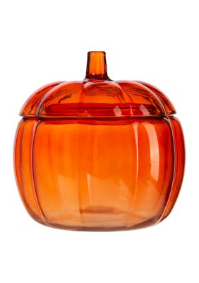 Pumpkin Orange Glass Covered Jar