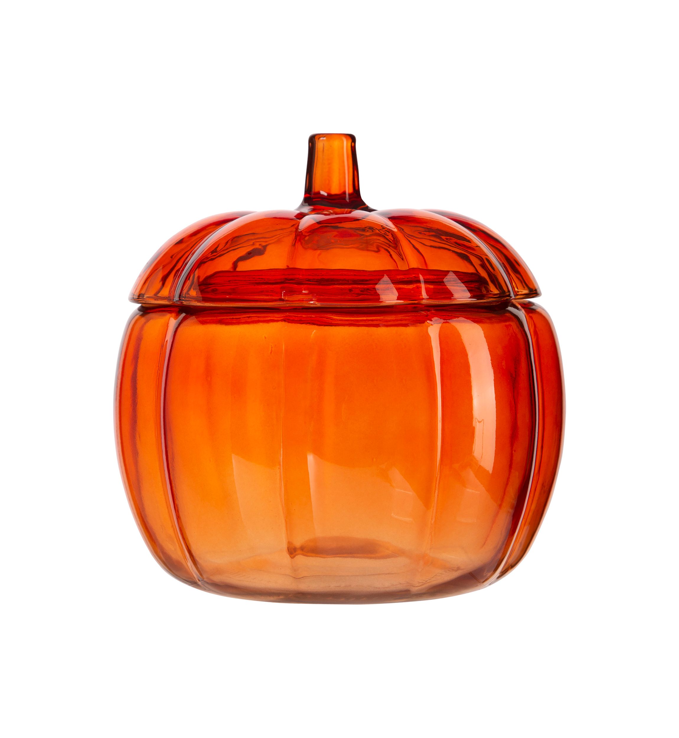 Pumpkin Orange Glass Covered Jar