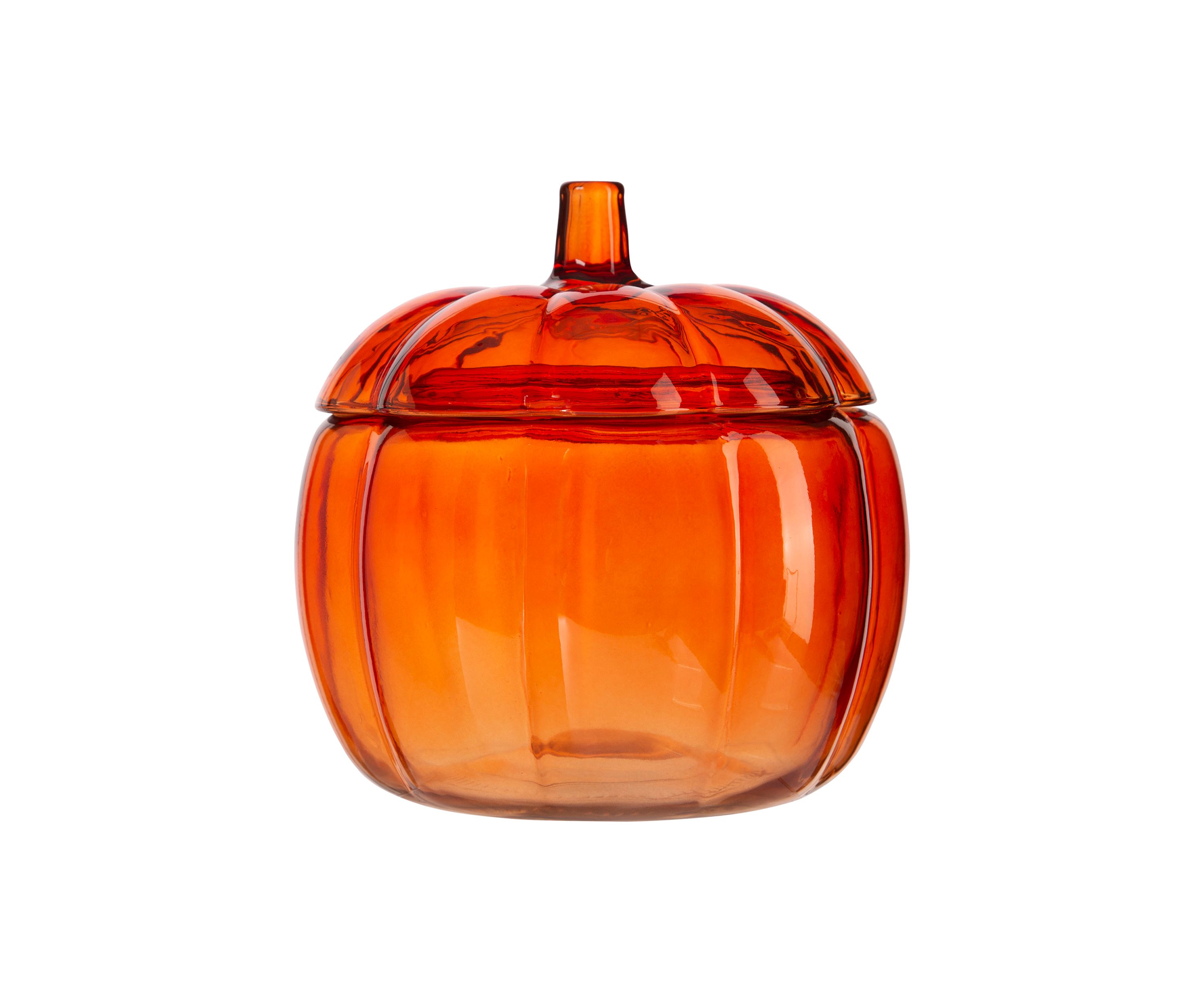 Pumpkin Orange Glass Covered Jar