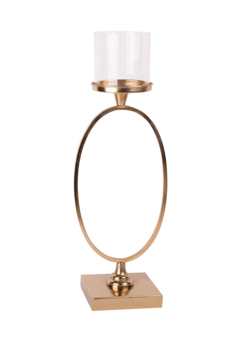 Gold Oval Hurricane Candle Holder 