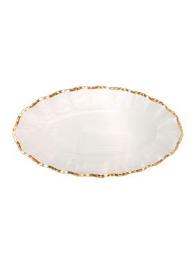 Glass Scalloped Gold Rim Platter