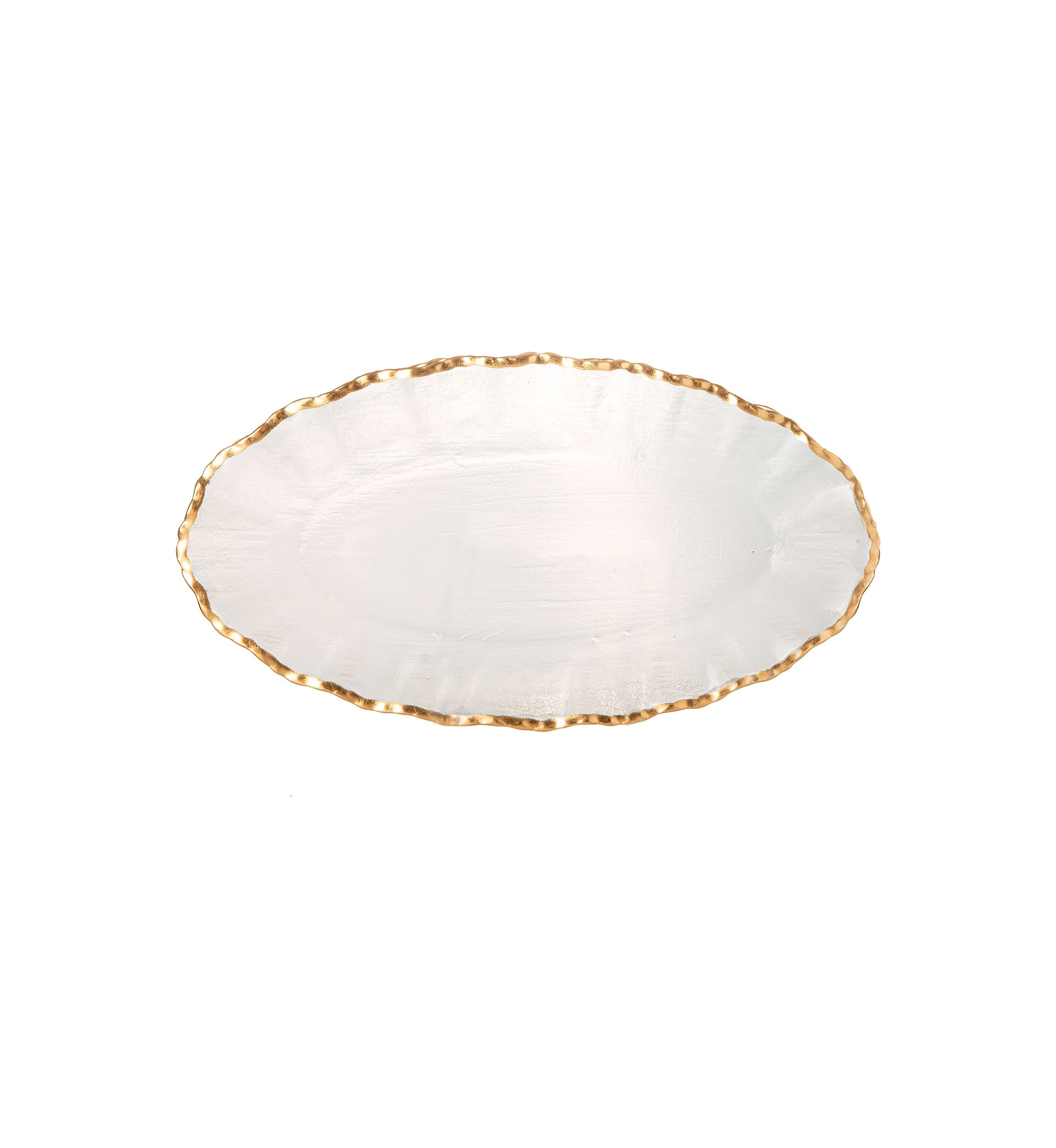 Glass Scalloped Gold Rim Platter