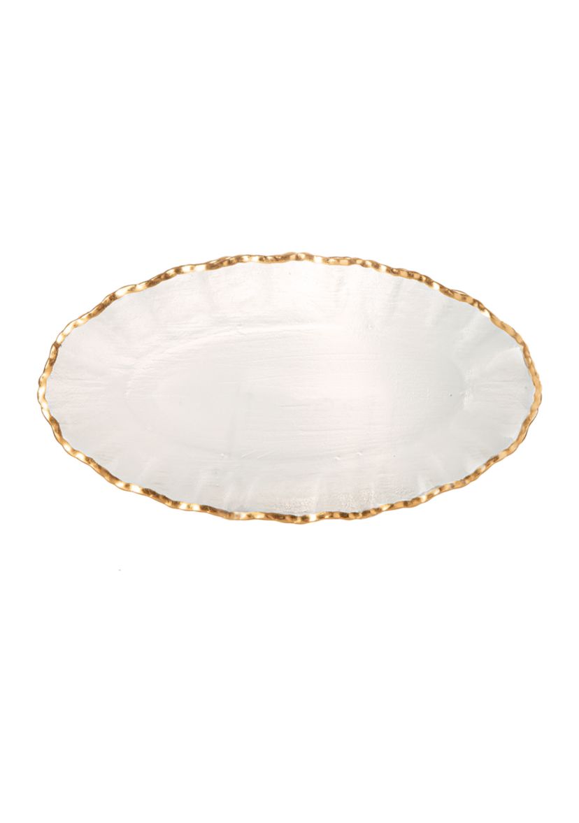 Glass Scalloped Gold Rim Platter