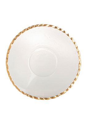 Glass Scalloped 11" Round Gold Rim Serving Bowl