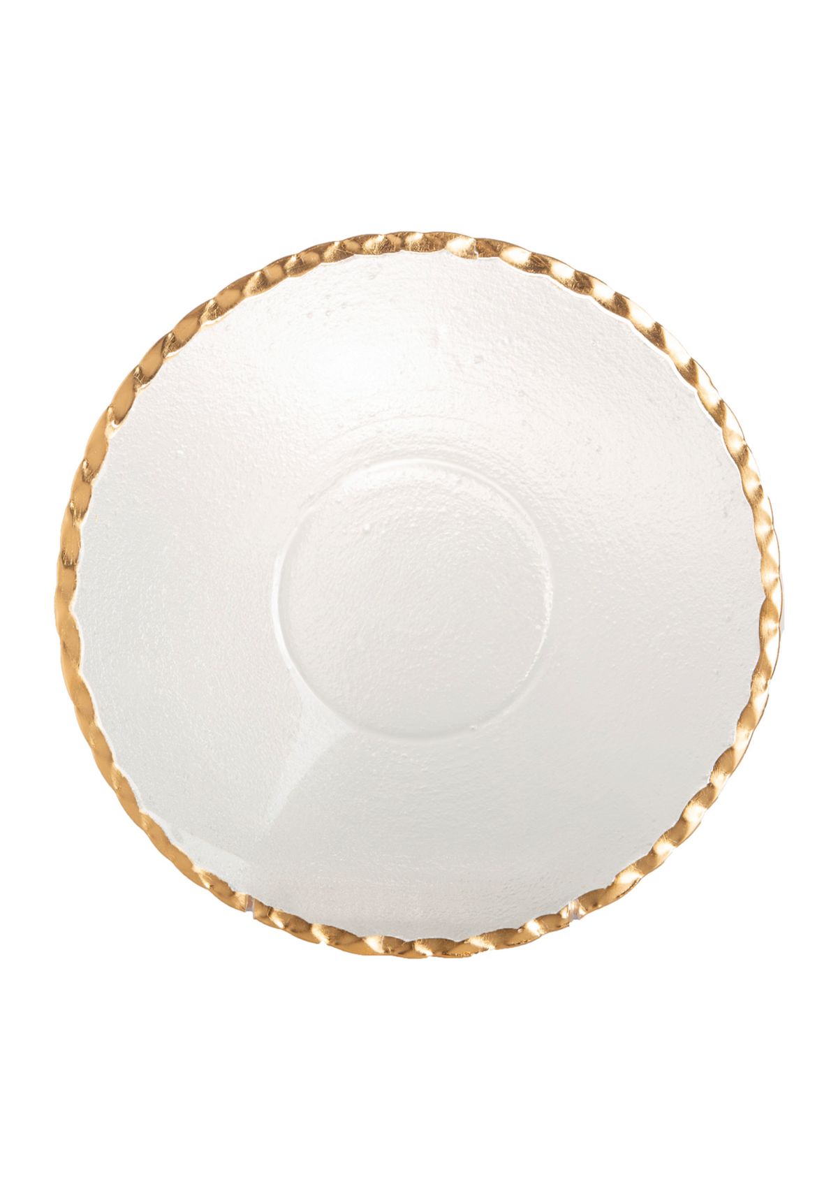 Glass Scalloped 11" Round Gold Rim Serving Bowl