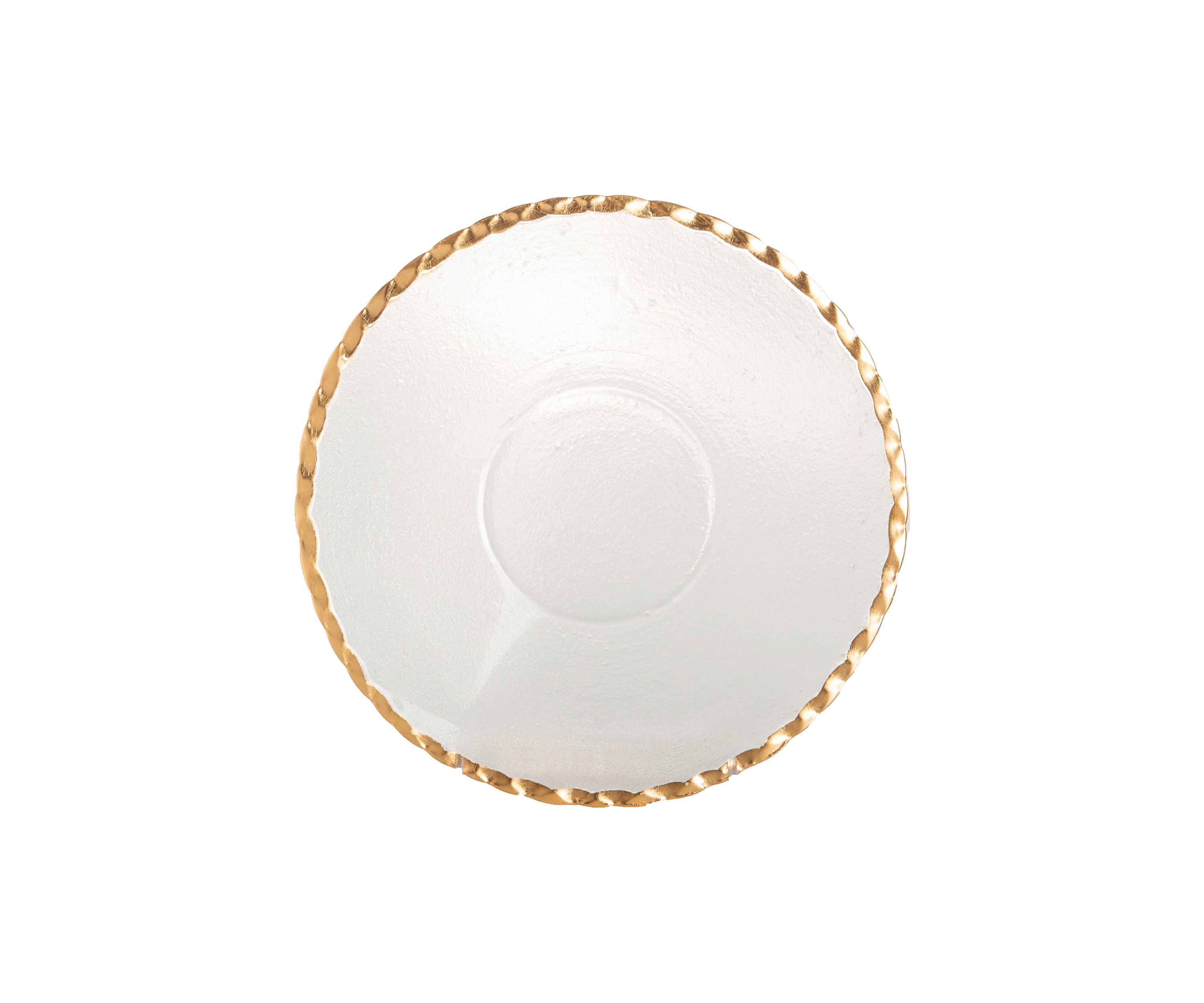 Glass Scalloped 11" Round Gold Rim Serving Bowl