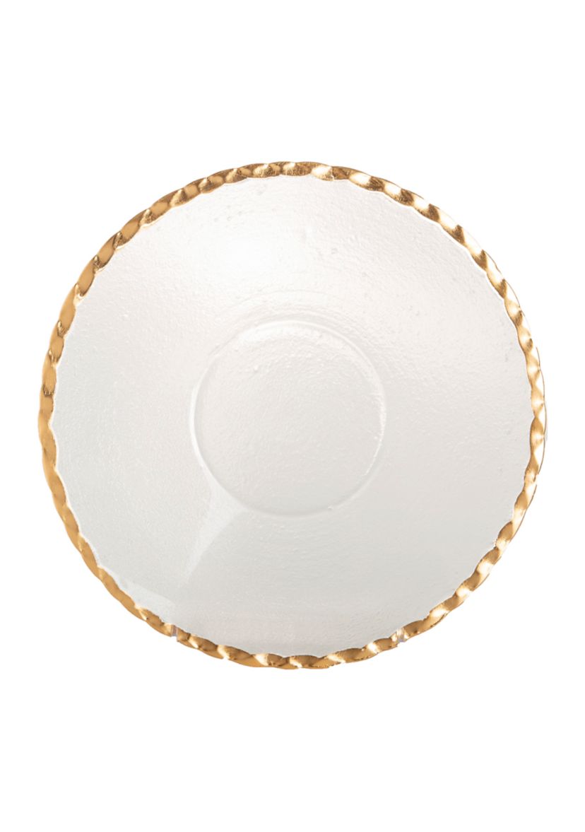 Glass Scalloped 11" Round Gold Rim Serving Bowl