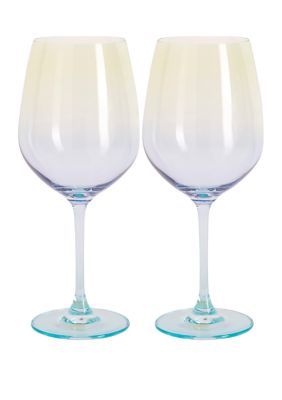 Tri-Colored Wine Glasses - Set of 2