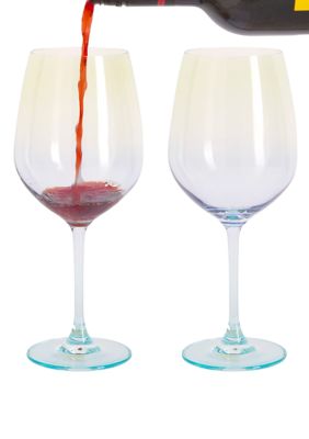 Tri-Colored Wine Glasses - Set of 2