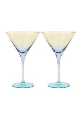 Tri-Colored Martini Glasses - Set of 2