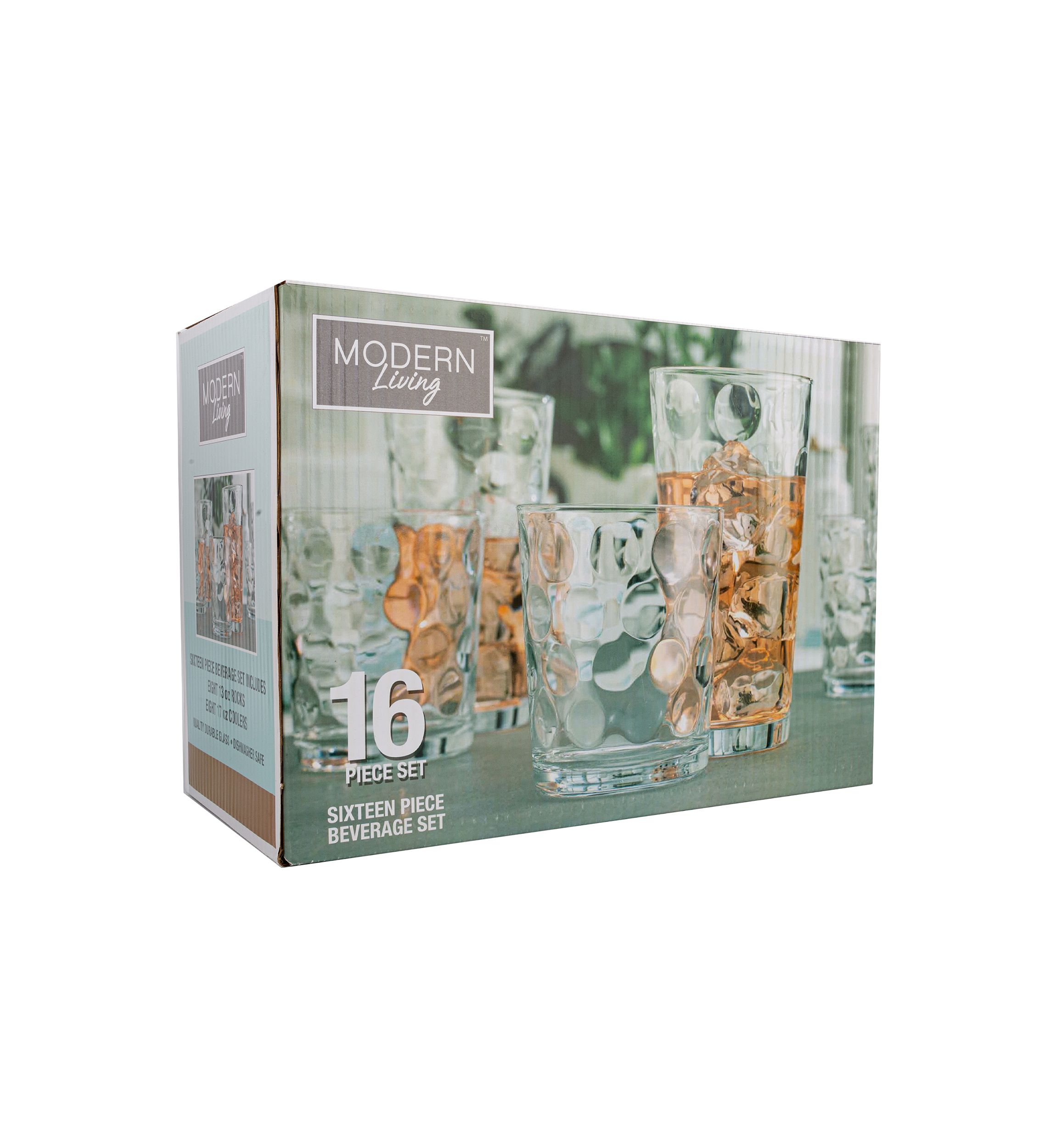 Modern Living 16 Piece Glassware Set in Eclipse Pattern