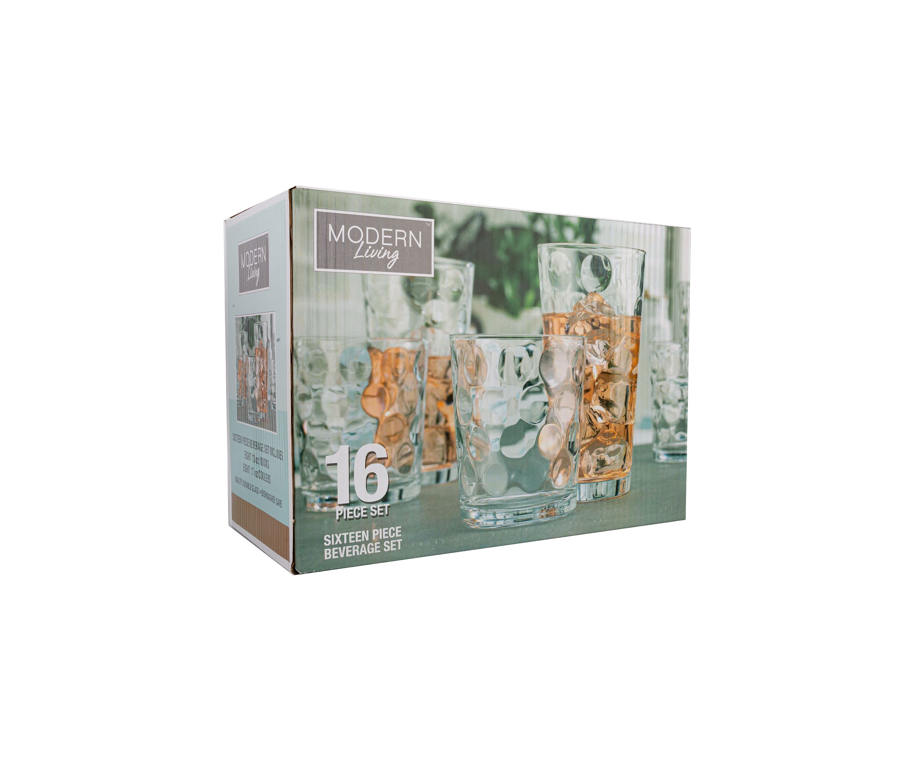Modern Living 16 Piece Glassware Set in Eclipse Pattern