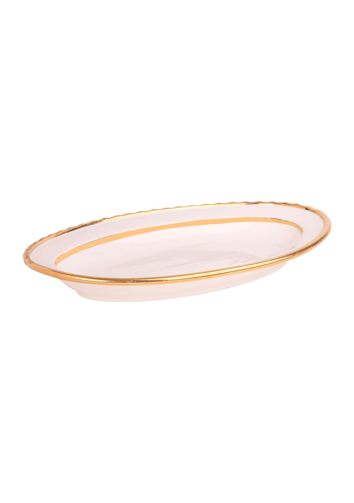Oval Gold Rimmed Serving Bowl