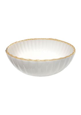 Scalloped Round 10" Gold Rim Serving Bowl