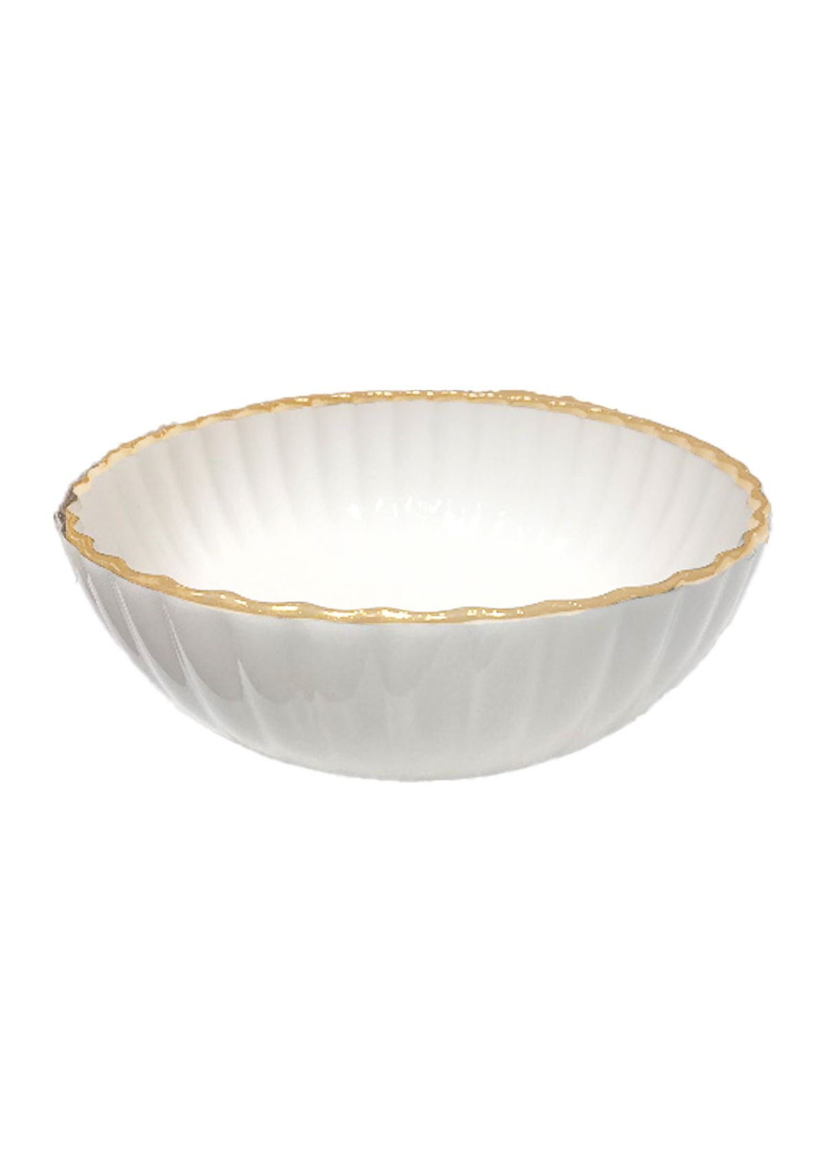Scalloped Round 10" Gold Rim Serving Bowl