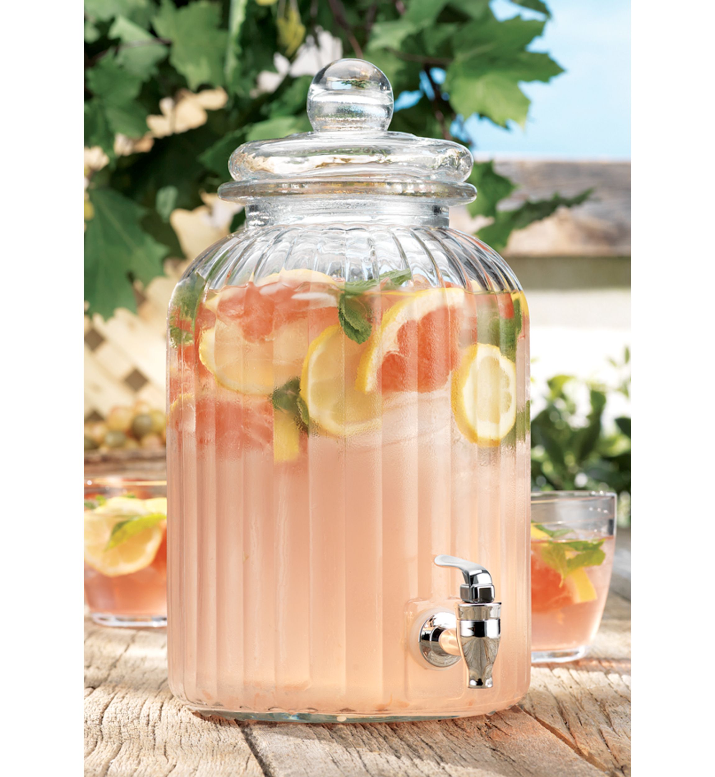 Ribbed Glass Beverage Dispenser