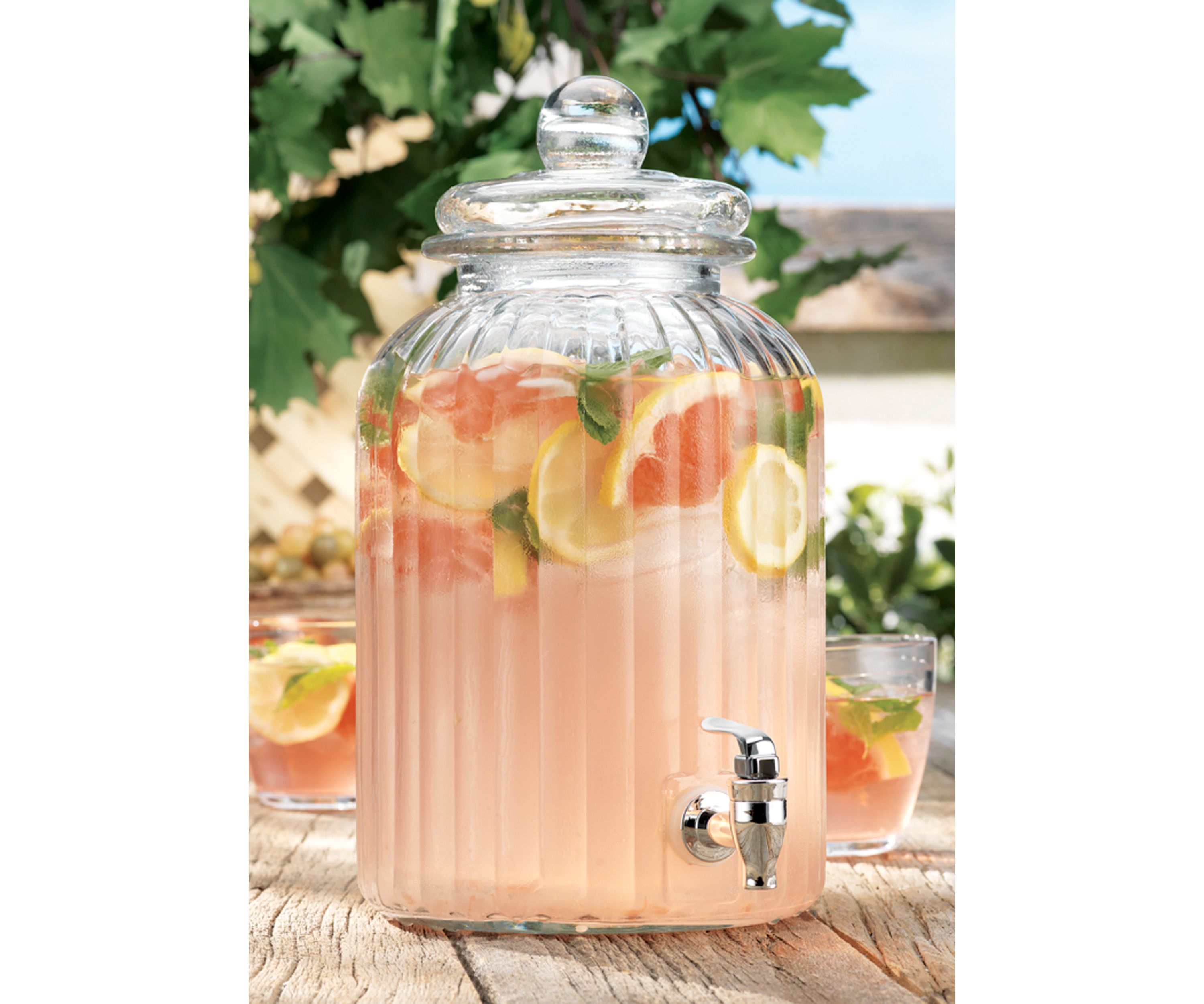 Ribbed Glass Beverage Dispenser