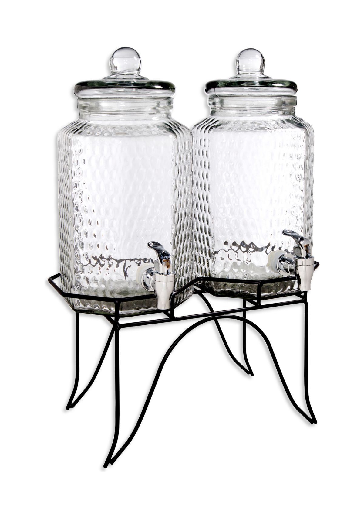 Hammered Twin-1 Gallon Dispensers with Rack 