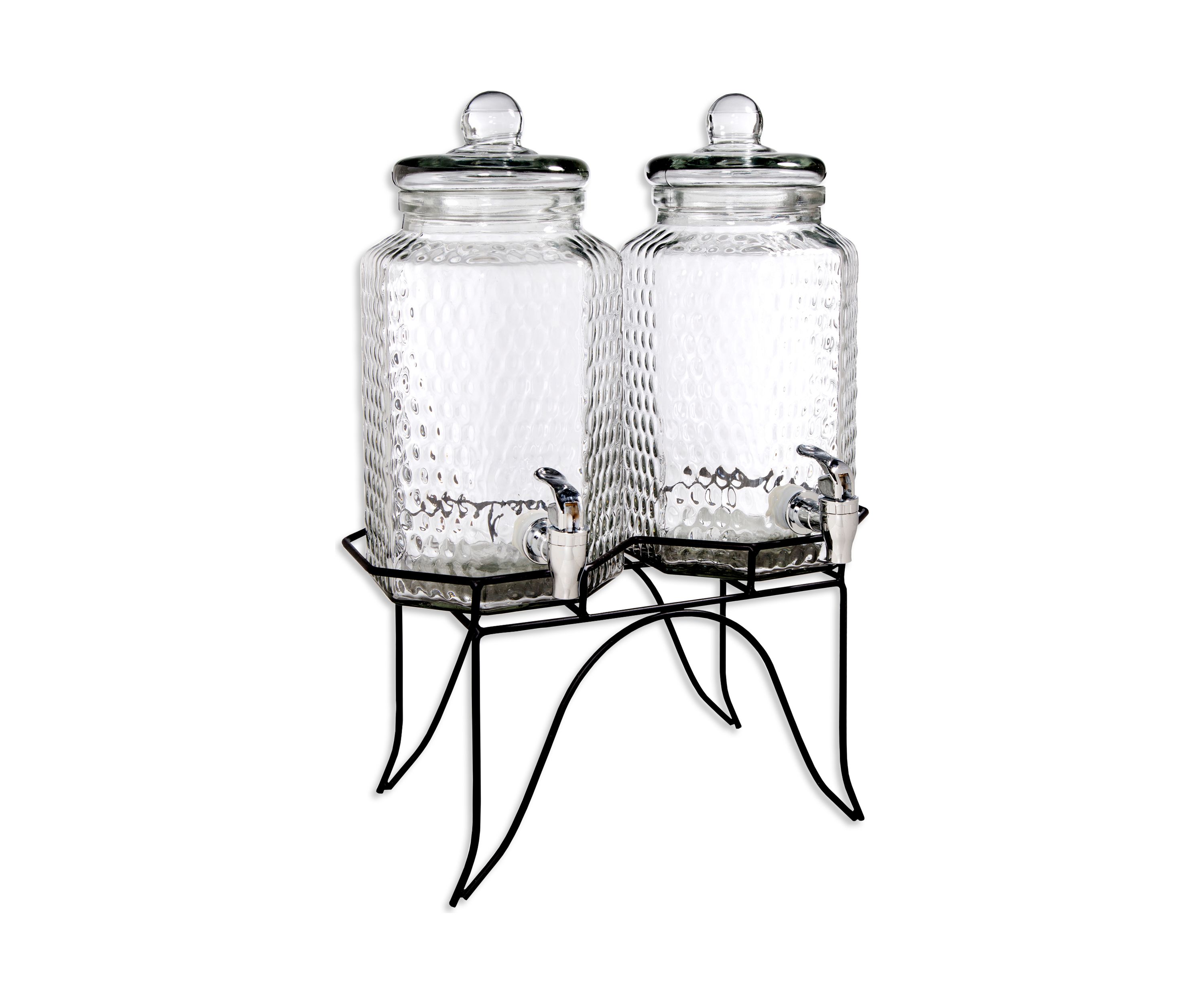 Hammered Twin-1 Gallon Dispensers with Rack 