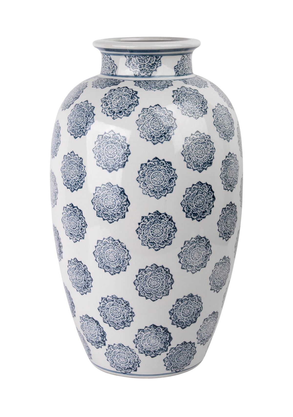 Blue  Medallion Print Ceramic Vase
