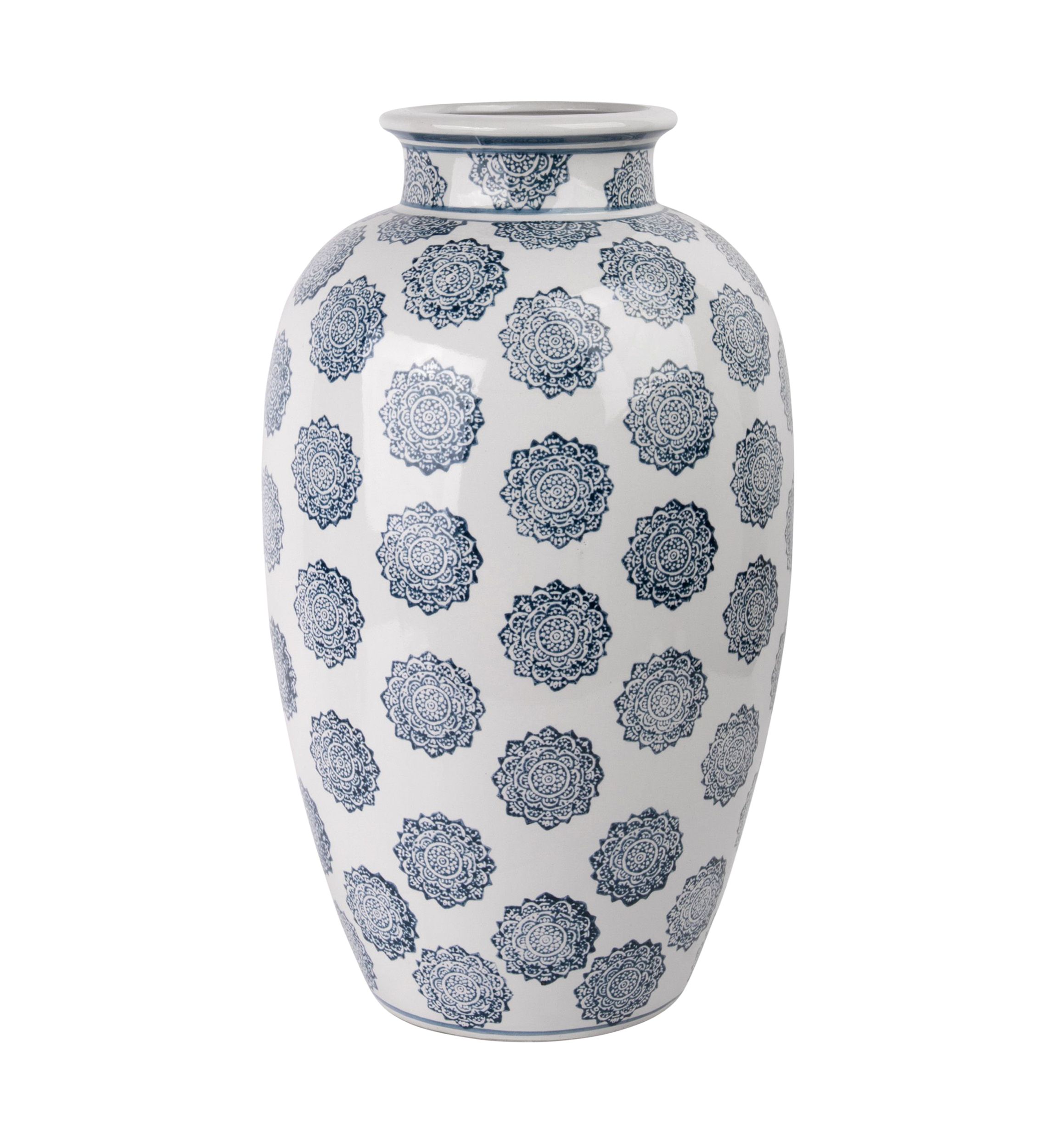 Blue  Medallion Print Ceramic Vase