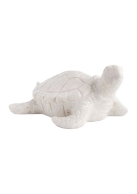 12.25" x 5.5" White Turtle Figurine 